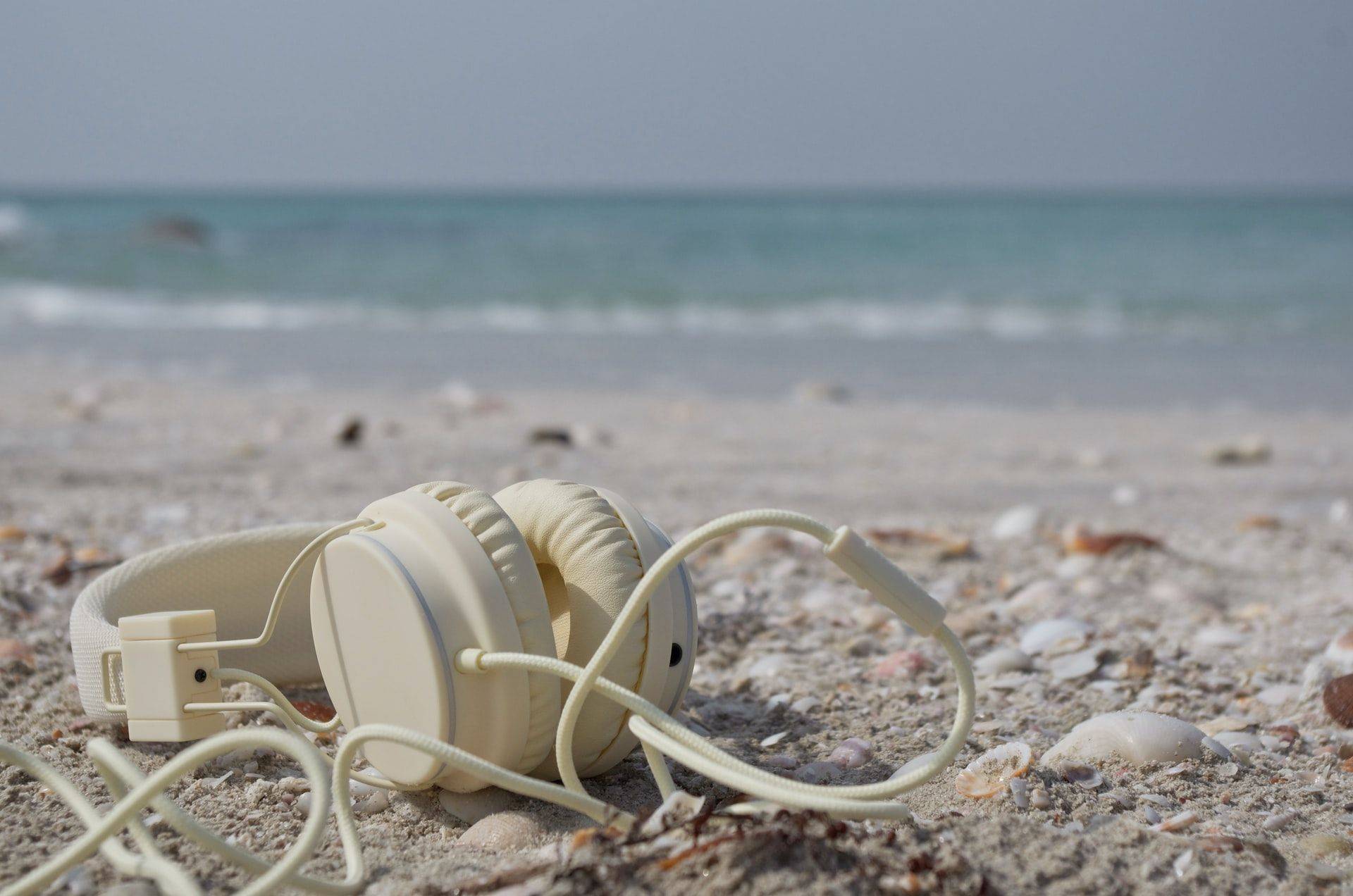 Kauai headphones on beach